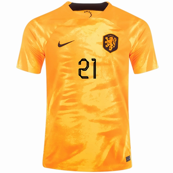 Hidden Pocket Design Nike Netherlands Frenkie De Jong Home Jersey 22/23 (Laser Orange/Black)
