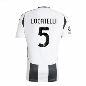 Odor Resistant Technology Soft Inner Lining adidas Juventus Authentic Manuel Locatelli Home Jersey w/ Champions League   Copa Italia Patches 24/25 (White/Black)