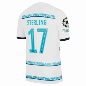 Nike Chelsea Sterling Away Jersey w/ Champions League   Club World Cup Patches 22/23 (White/College Navy) Wind Resistant Coating Versatile Outfit