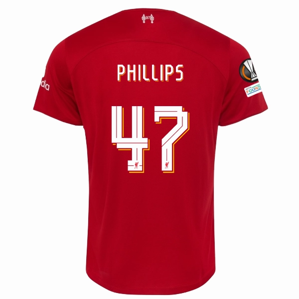 Zero Chafe Technology Lockstitch Detailing Nike Liverpool Nat Phillips Home Jersey w/ Europa League Patches 23/24 (Red/White)