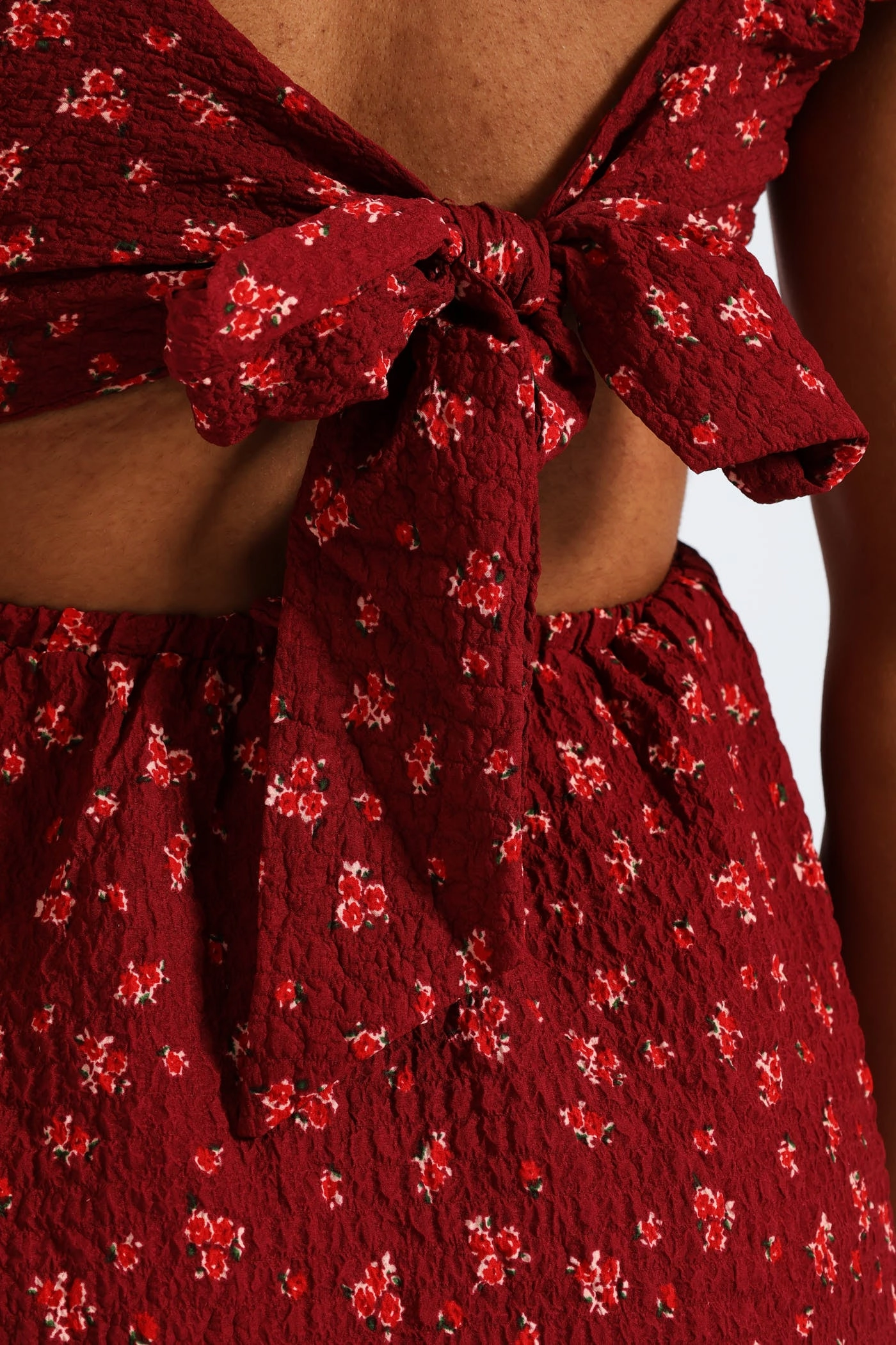 Frill Smock Mini Dress - Dark Burgandy Versatile Comfort