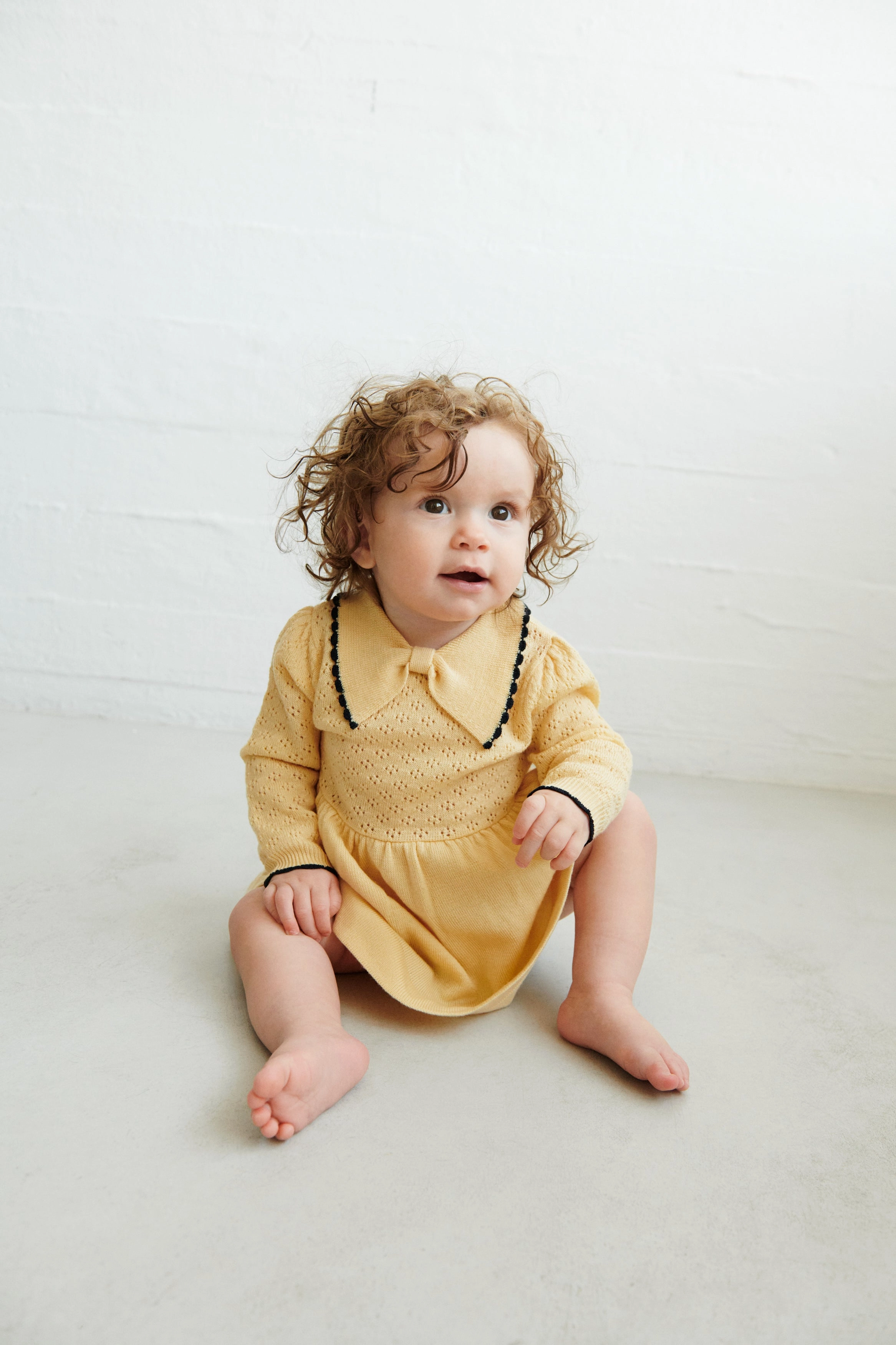 Cozy Layering Bare Arm FUB Baby Dress, Wheat