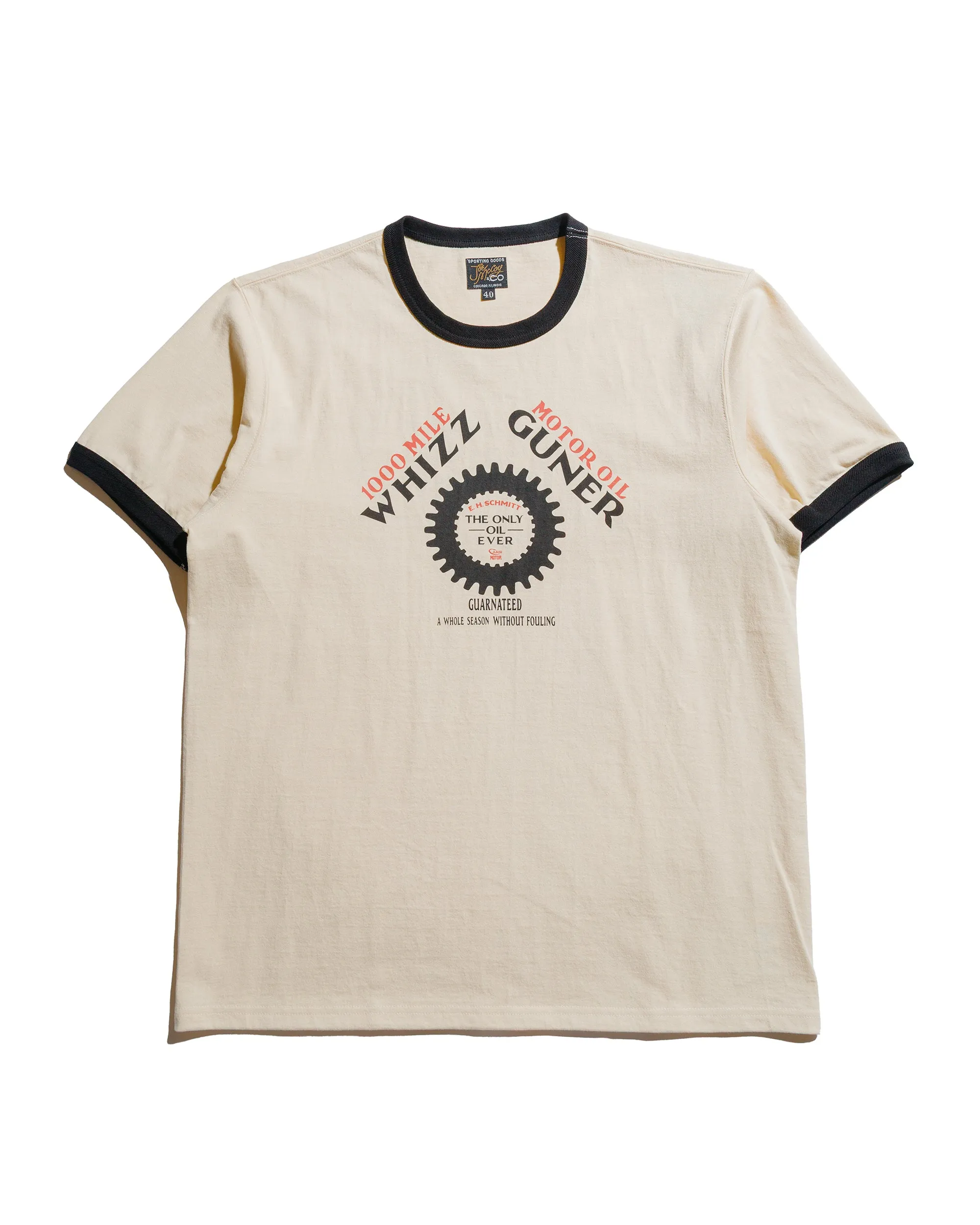 The Real McCoy's MC25016 Joe McCoy Tee / Whiz Gunner Ecru/Black MoistureWicking Technology
