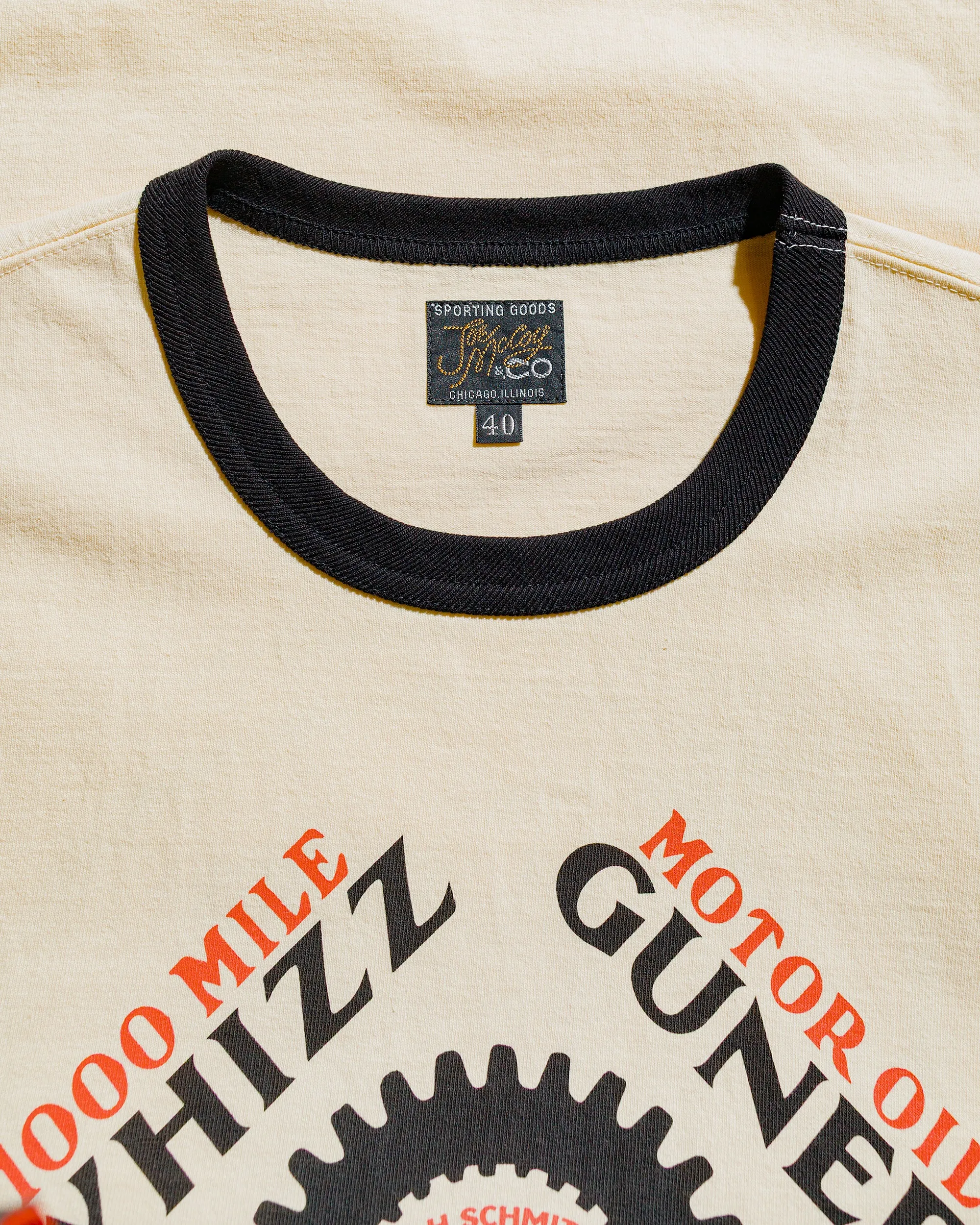 The Real McCoy's MC25016 Joe McCoy Tee / Whiz Gunner Ecru/Black stain resistant coating