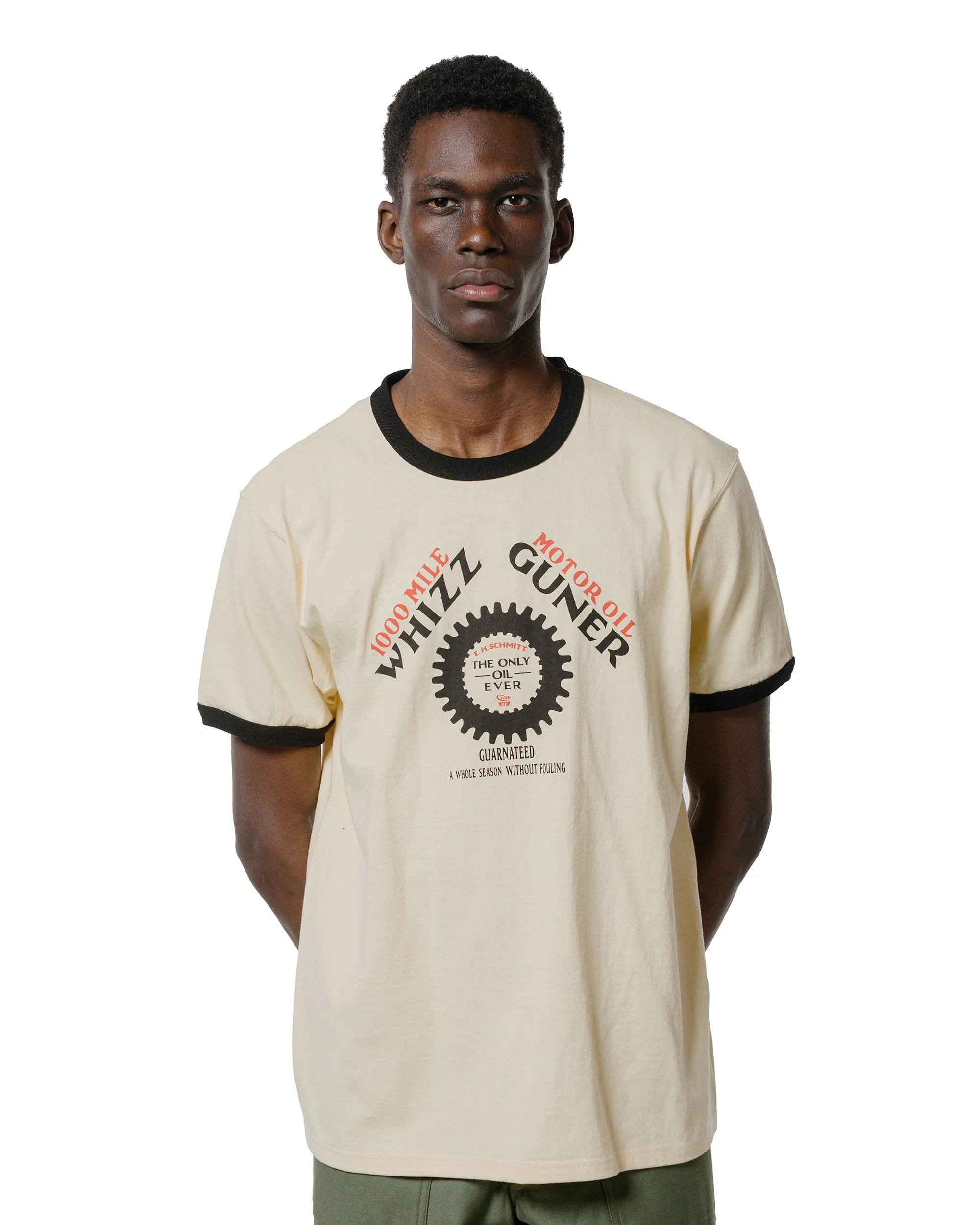 The Real McCoy's MC25016 Joe McCoy Tee / Whiz Gunner Ecru/Black Smart Casual casual and comfortable