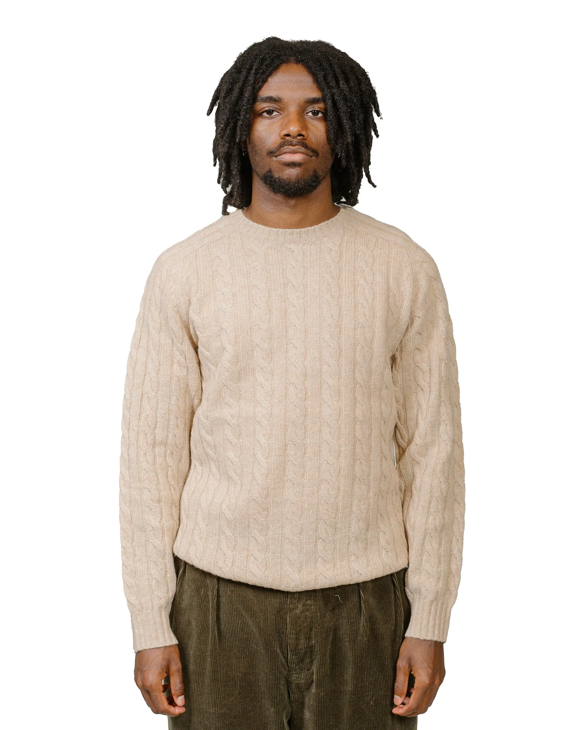 casual party All-Day Wear Beams Plus Cable Crew 5G Beige