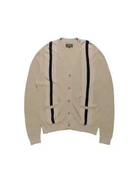 Animal Print Beams Plus Cardigan Stripe Beige