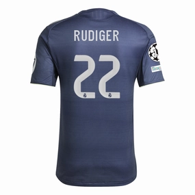 Moisture Control Microfiber Strong Fabric adidas Antonio R??diger Real Madrid Authentic Away Jersey 25/26 w/ Champions League Patches (Legend Ink)