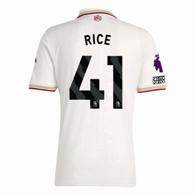 Static Resistant Fabric Training session adidas Rice Men's Arsenal FC Third Jersey 25/26 w/ NRFR   EPL Patches (White/Burgundy)