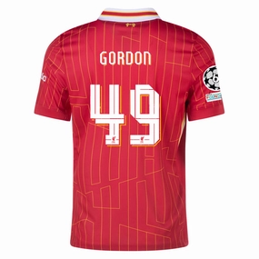 Reinforced Hemline Nike Liverpool Kaide Gordon Home Jersey w/ Champions League Patches 24/25 (Gym Red/Chrome Yellow)