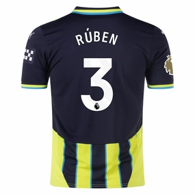 Puma Manchester City Ruben Dias Away Jersey w/ EPL   Club World Cup Patch 24/25 (New Navy/Yellow Glow) Boost Fit Flexible Neckline