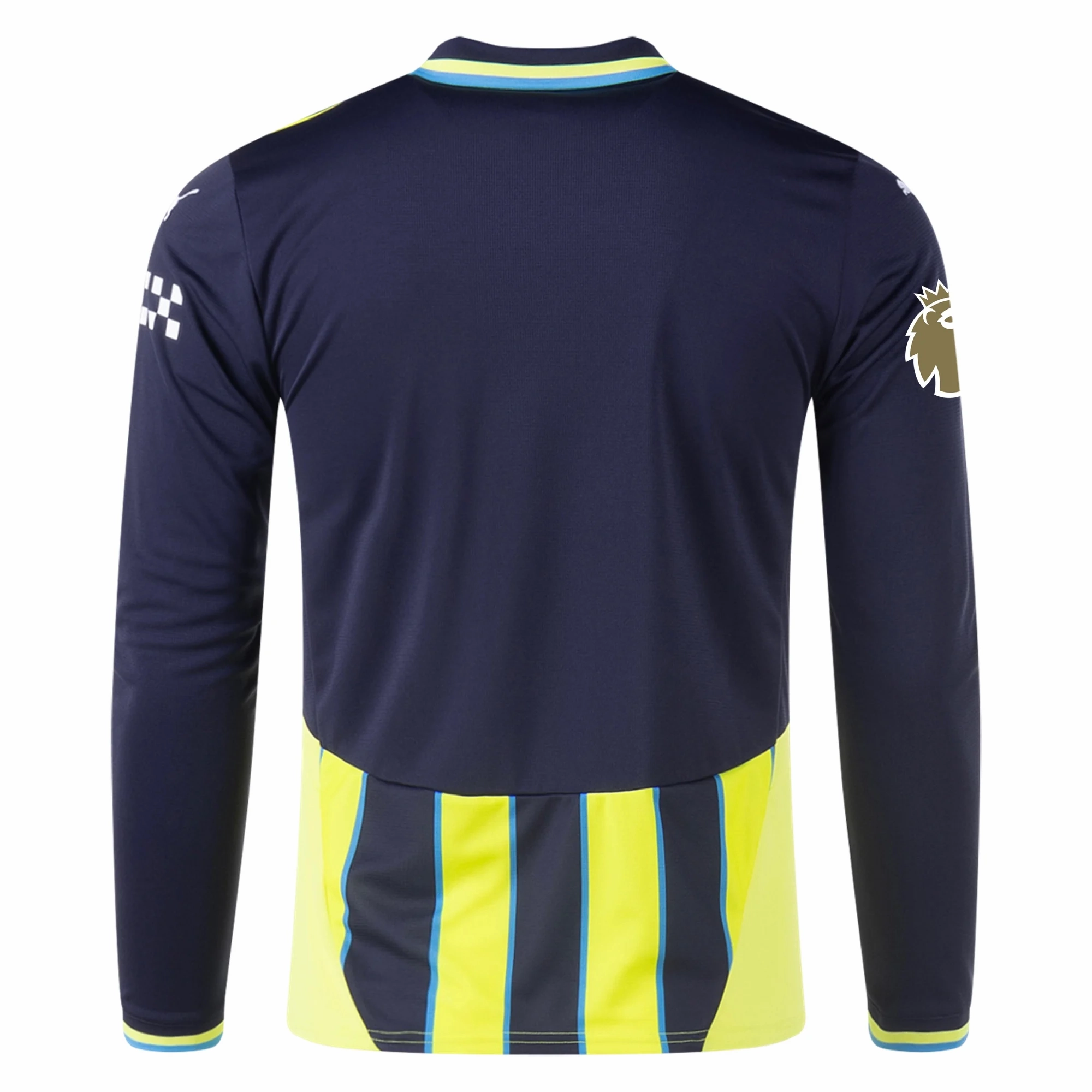 Puma Manchester City Long Sleeve Away Jersey w/ EPL   Club World Cup Patch 24/25 (New Navy/Yellow Glow) Moisture wicking Multi Panel Construction