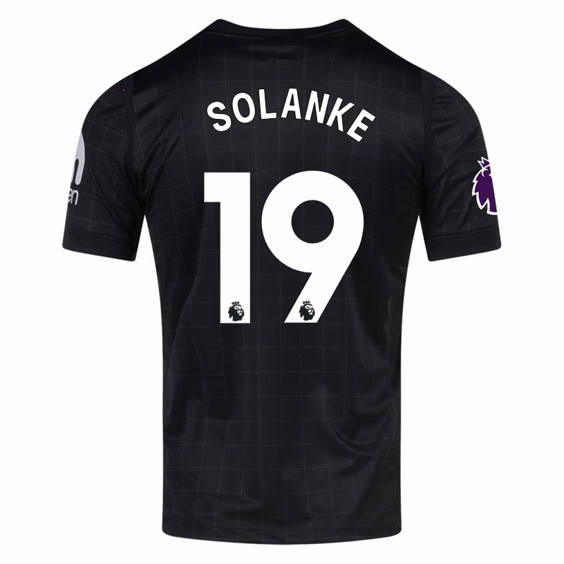 Abrasion Resistant Surface Multi Panel Design Nike Solanke Men's Tottenham Away Jersey w/ EPL   No Room For Racism Patches 25/26 (Black/Iron)