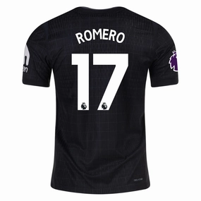Nike Romero Tottenham Hotspur Authentic Away Jersey 25/26 w/ EPL Patch (Black/Iron) Bemberg Collar Finish