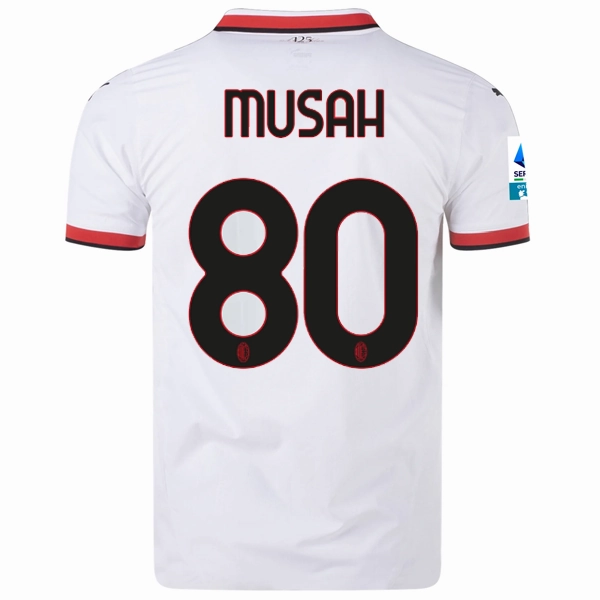 Puma AC Milan Authentic Yunus Musah Away Jersey w/ Series A Patch 24/25 (Puma White) subtle style Low Impact Dye Process