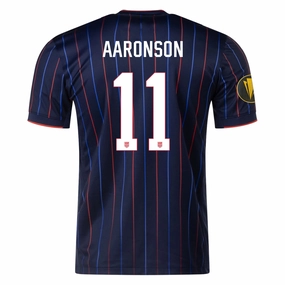 Compact Knit Texture Zip Up Nike Brenden Aaronson United States Away Jersey 25/26 w/ Gold Cup Patch 2025 (Obsidian/Challenge Red)