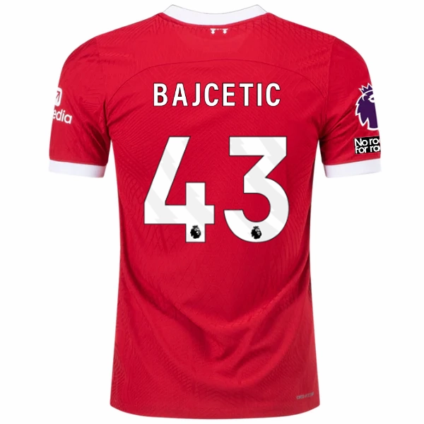 Quick Dry Material Nike Liverpool Authentic Bajcetic Vaporknit Match Home Jersey w/ EPL   No Room For Racism 23/24 (Red/White)