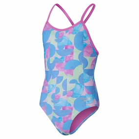 quick dry Flattering-Silhouette Girl's Allover Vback One Piece