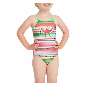 UV Blocking Layer Girl's Melon Smile TexBack One Piece Swimsuit
