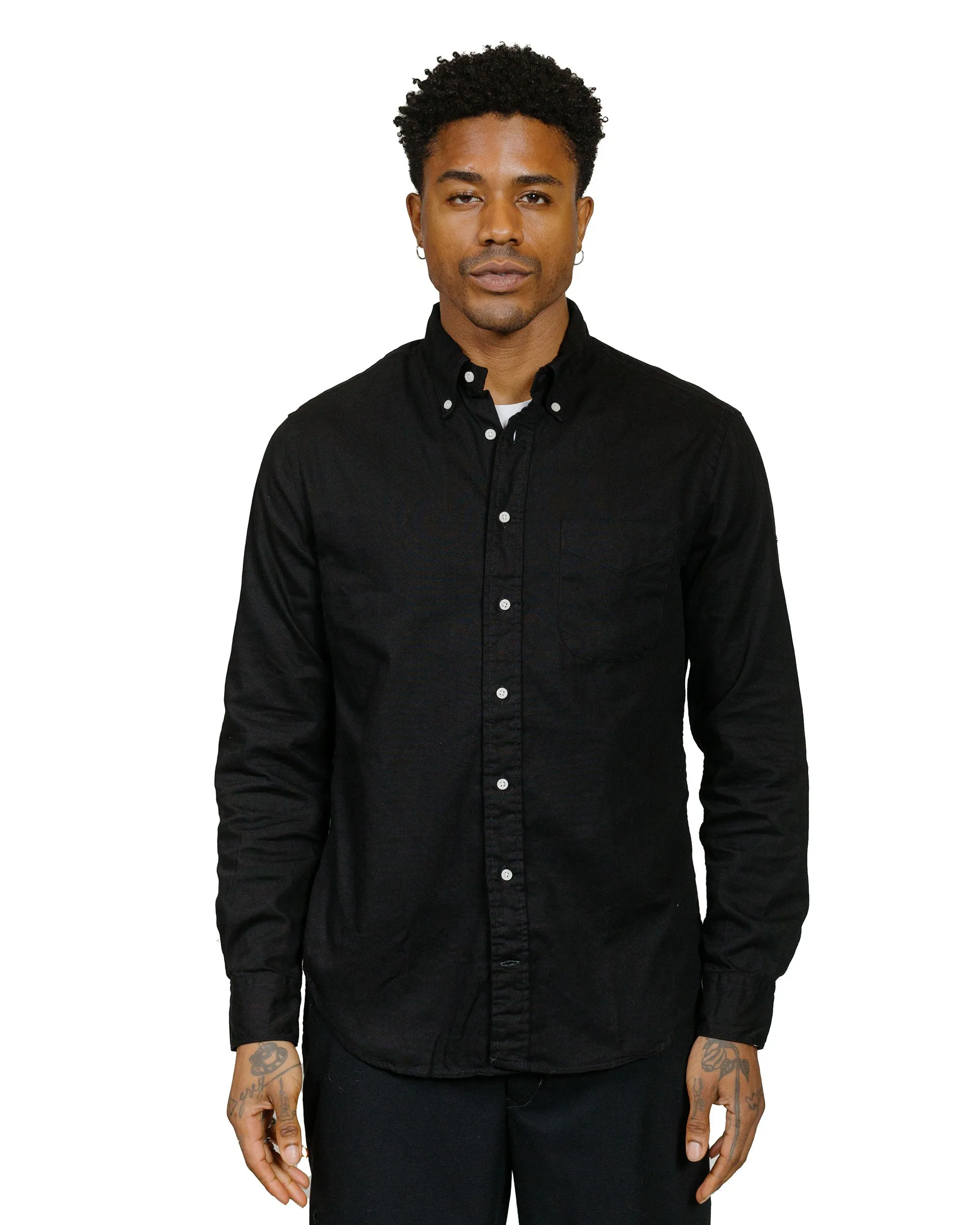 Hooded Option Gitman Vintage Bros. Black Overdye Oxford Long Sleeve