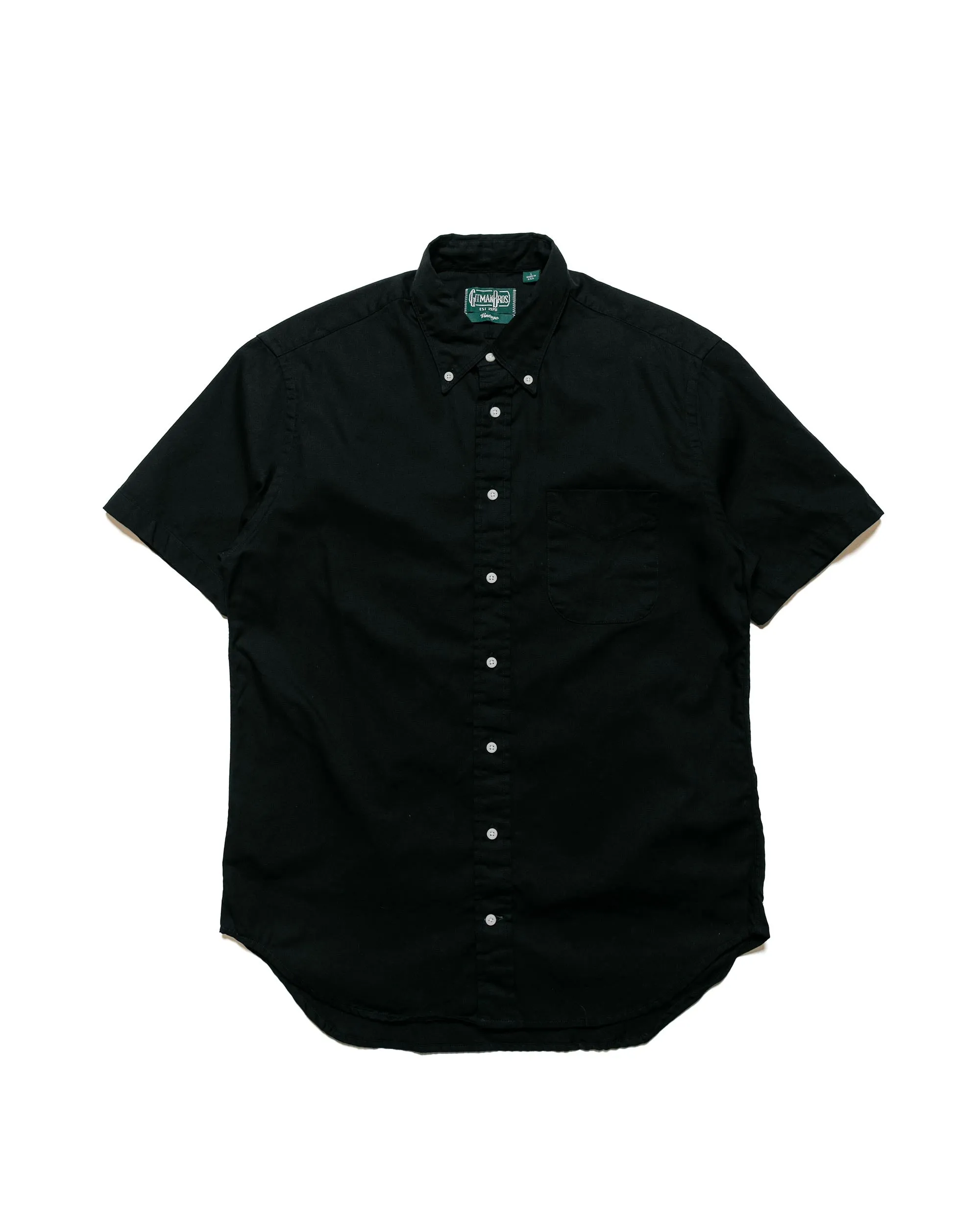 Comfortable Fabric Gitman Vintage Bros. Black Overdye Oxford Short Sleeve