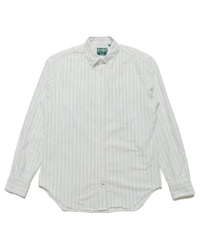Gitman Vintage Bros. Blue Brushed Split Stripe Oxford high-low hem Plaid Design
