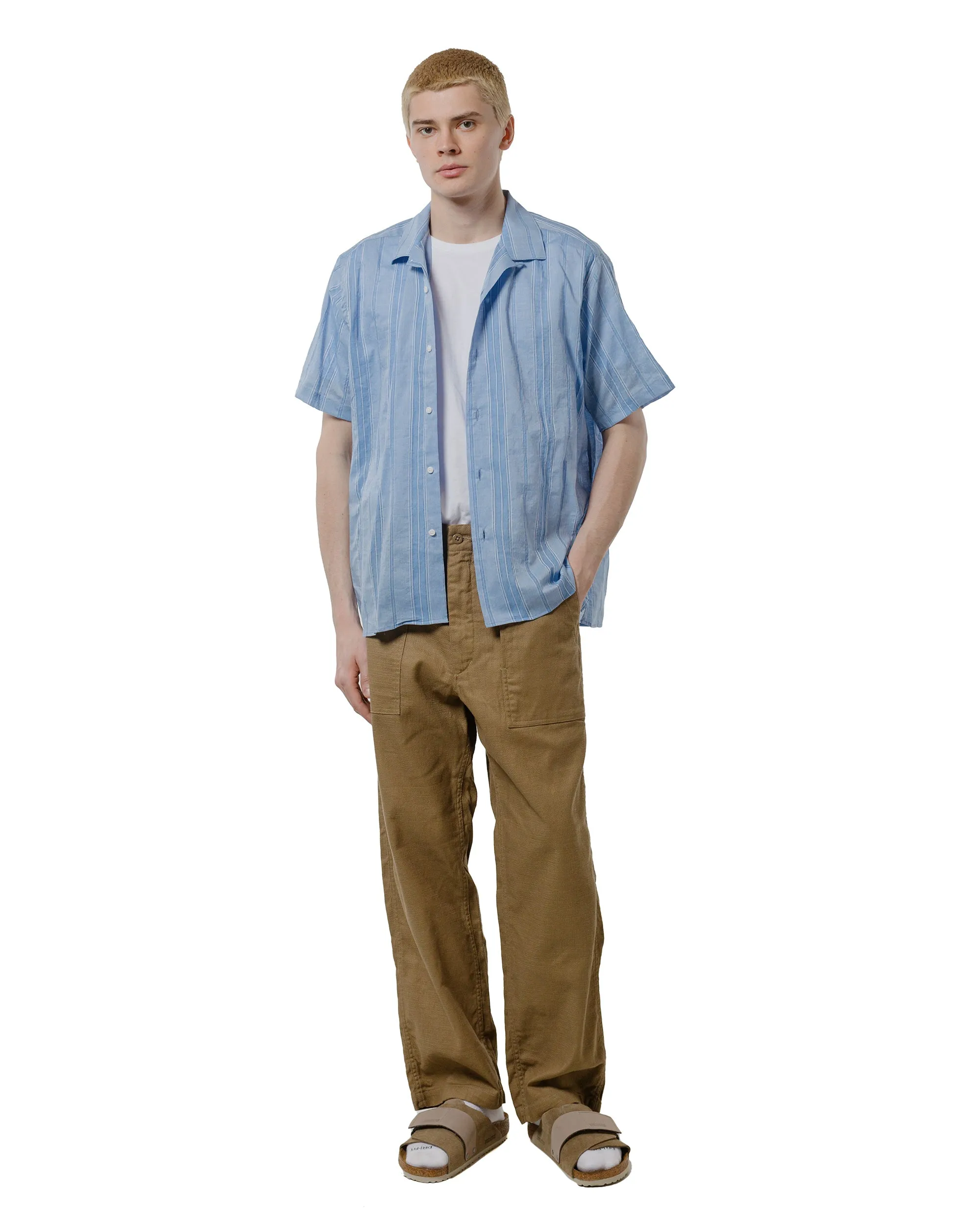 Gitman Vintage Bros. Blue Japanese Dobby Stripe Camp Shirt Plus Size Fit Errand Ready