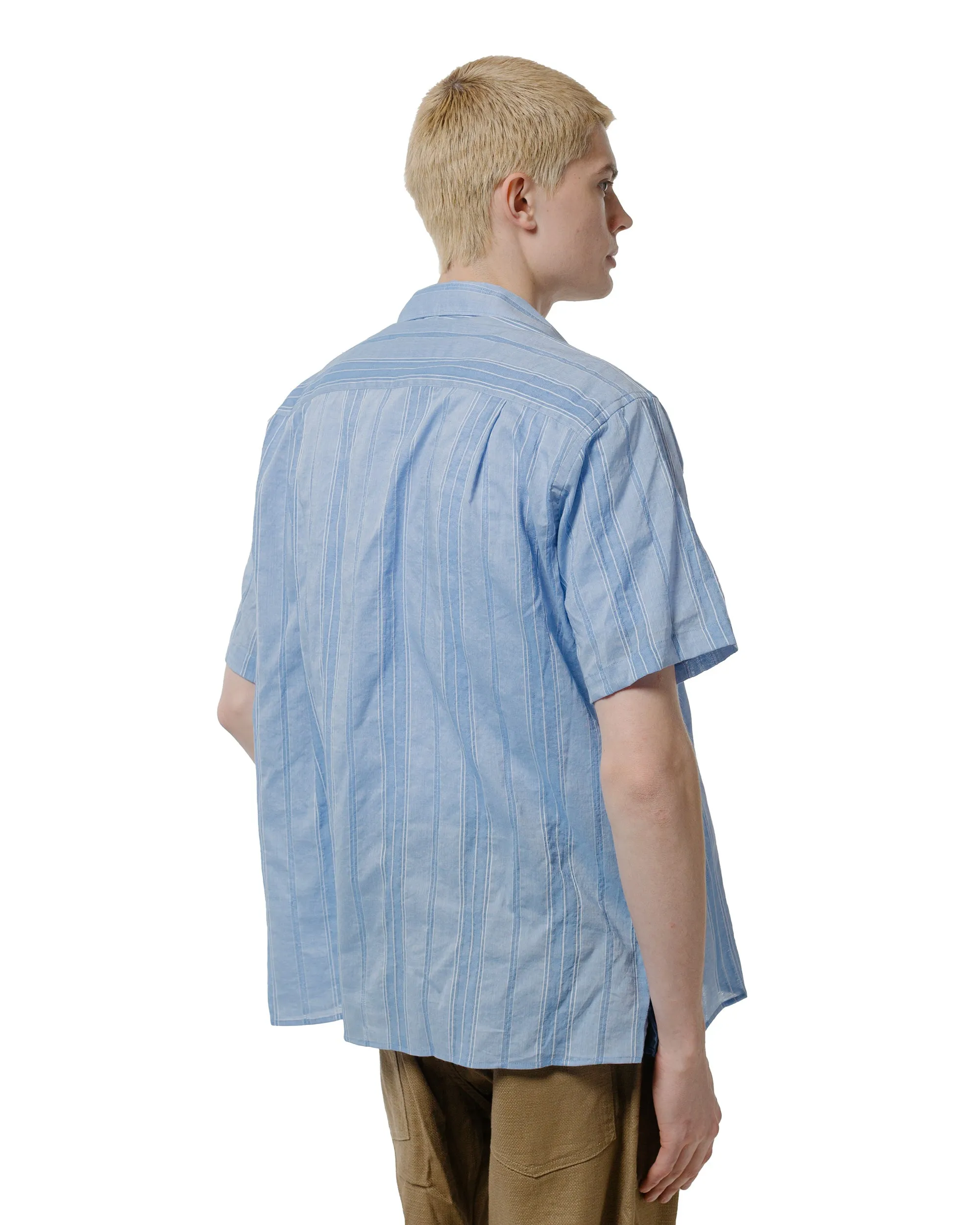 Work From Home Petite Option Gitman Vintage Bros. Blue Japanese Dobby Stripe Camp Shirt