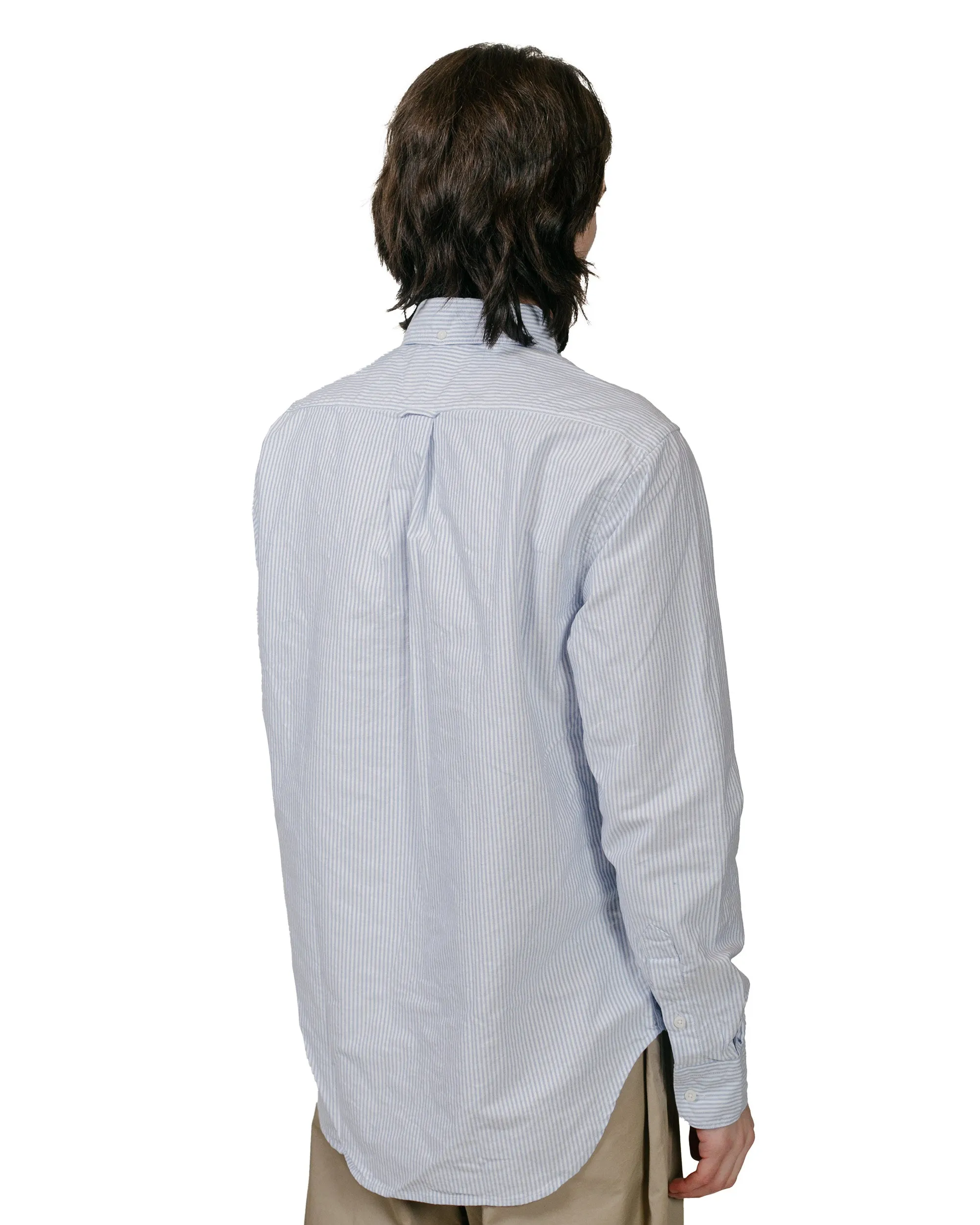tall size Gitman Vintage Bros. Blue Stripe Linen Long Sleeve Shirt