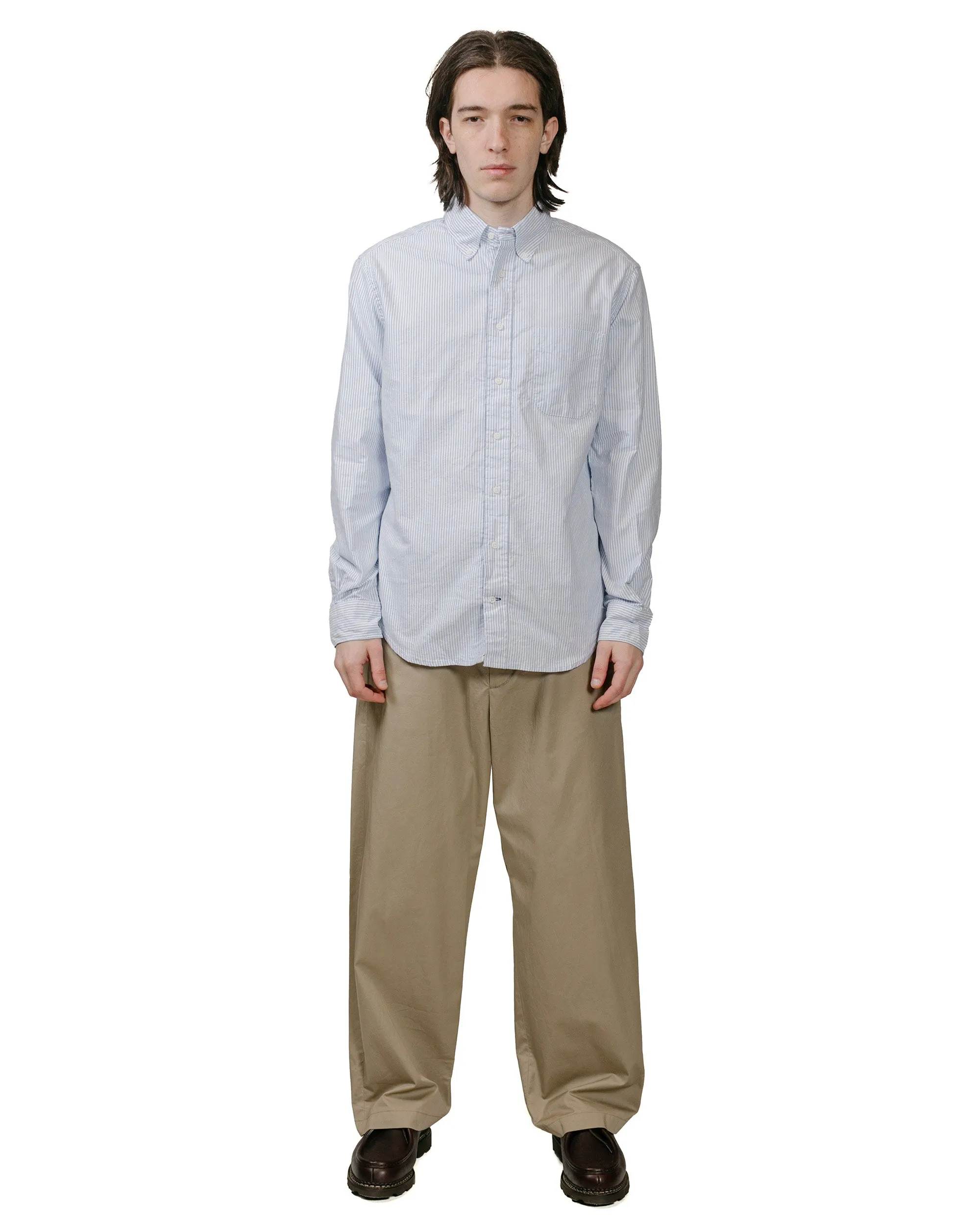 Gitman Vintage Bros. Blue Stripe Linen Long Sleeve Shirt All Purpose Weave Design Subtle Details