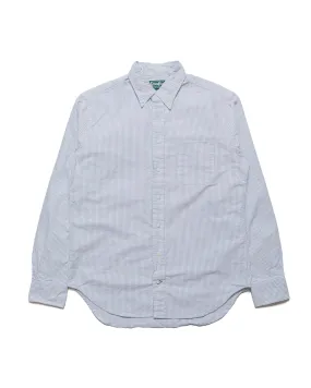 Gitman Vintage Bros. Blue Stripe Linen Long Sleeve Shirt Subtle Print Chambray Fabric