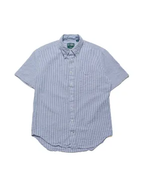 Gitman Vintage Bros. Blue Stripe Seersucker Short Sleeve Shirt Multi Pocket Design Sporty Look