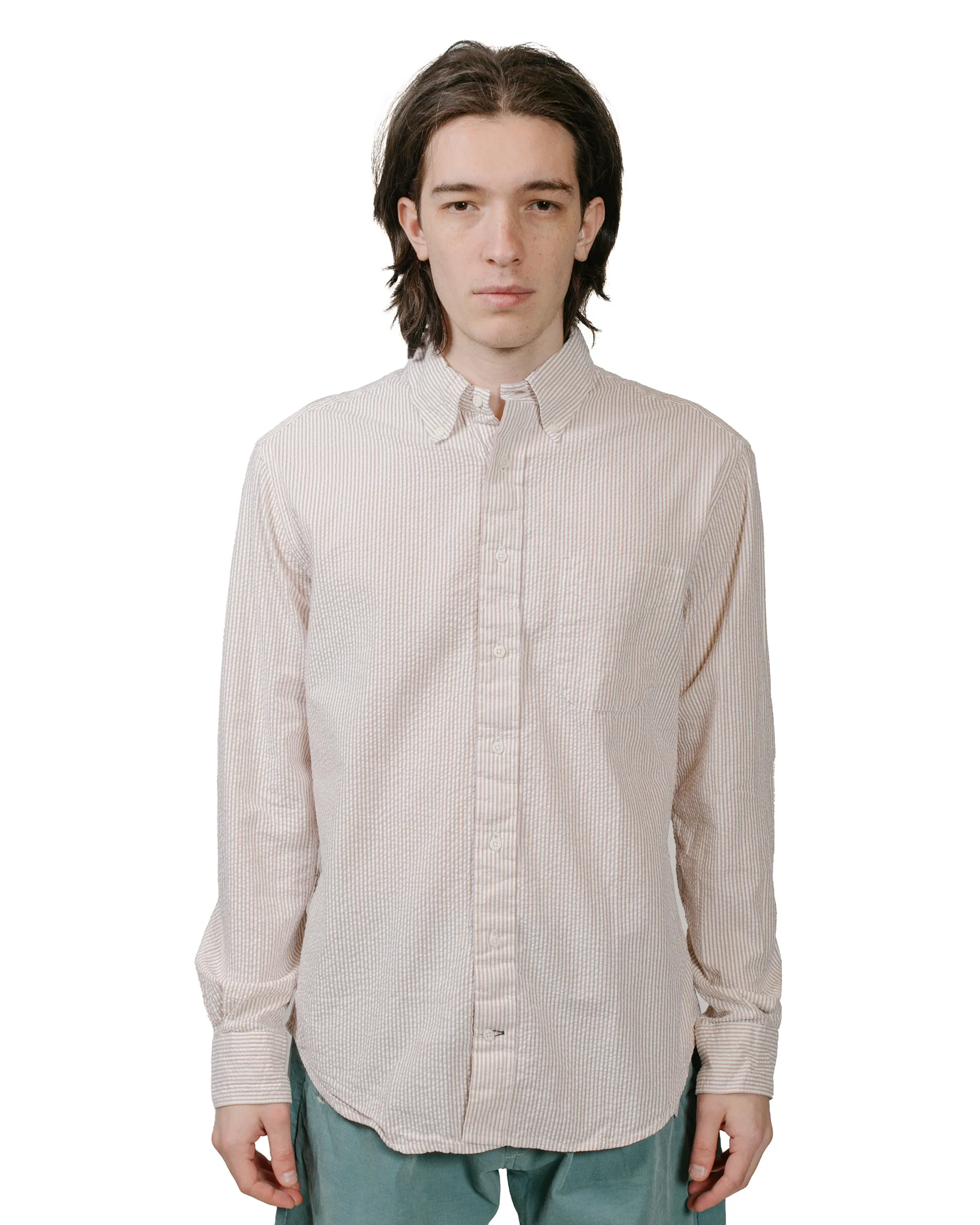 Soft touch finish Gitman Vintage Bros. Brown Seersucker Shirt
