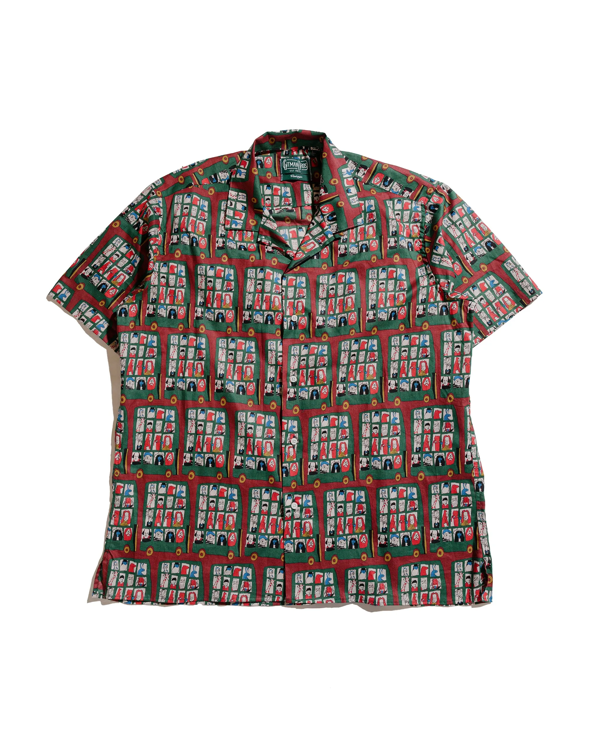 Pure Cotton Gitman Vintage Bros. Green Git On The Bus, Gus Camp Shirt