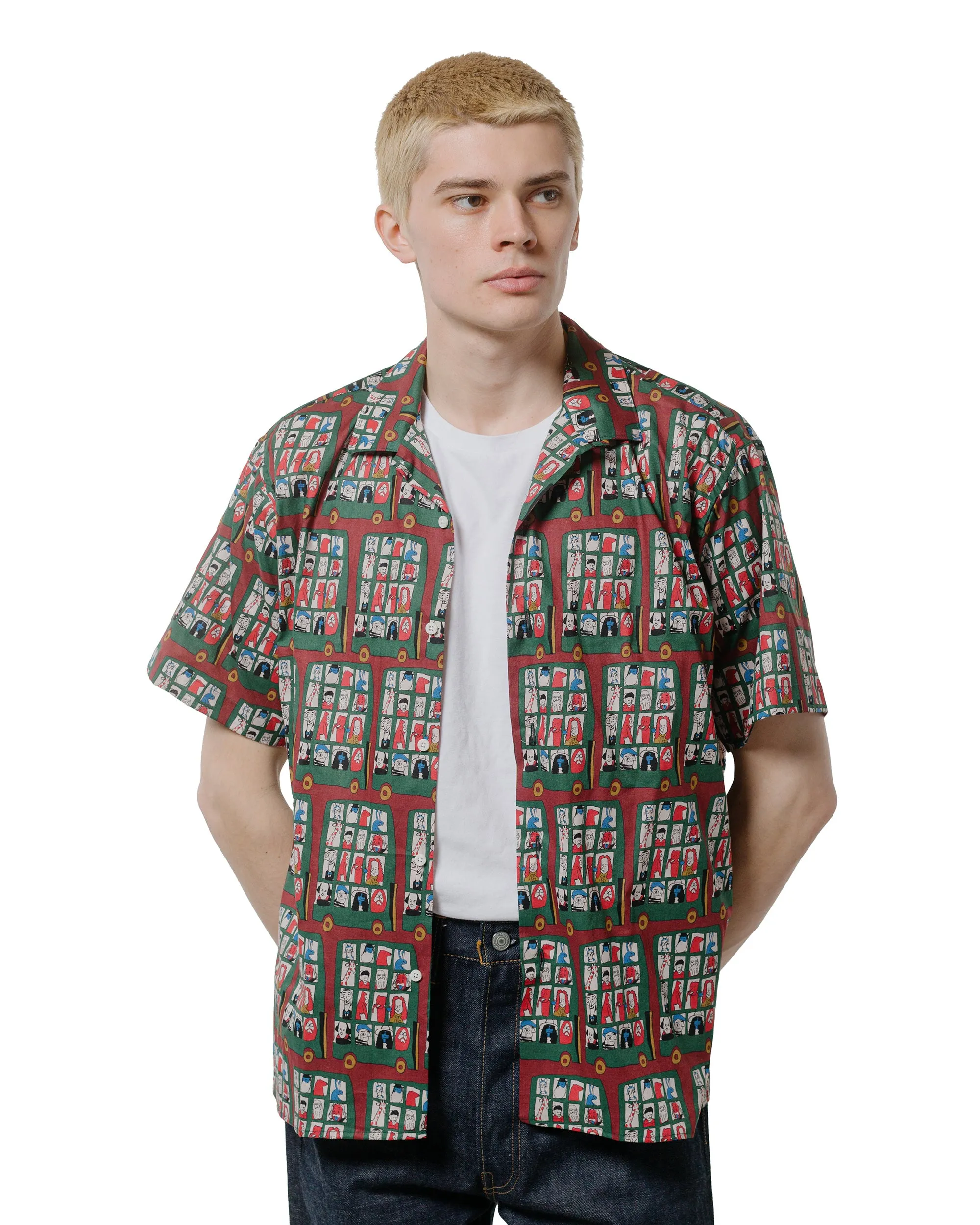 Comfort Fit Gitman Vintage Bros. Green Git On The Bus, Gus Camp Shirt
