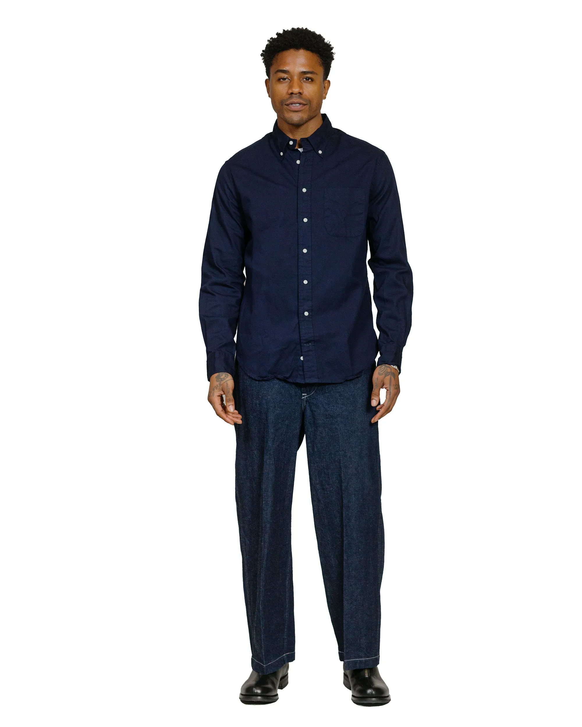 Gitman Vintage Bros. Long Sleeve Navy Overdye Oxford Recycled Polyester Blend