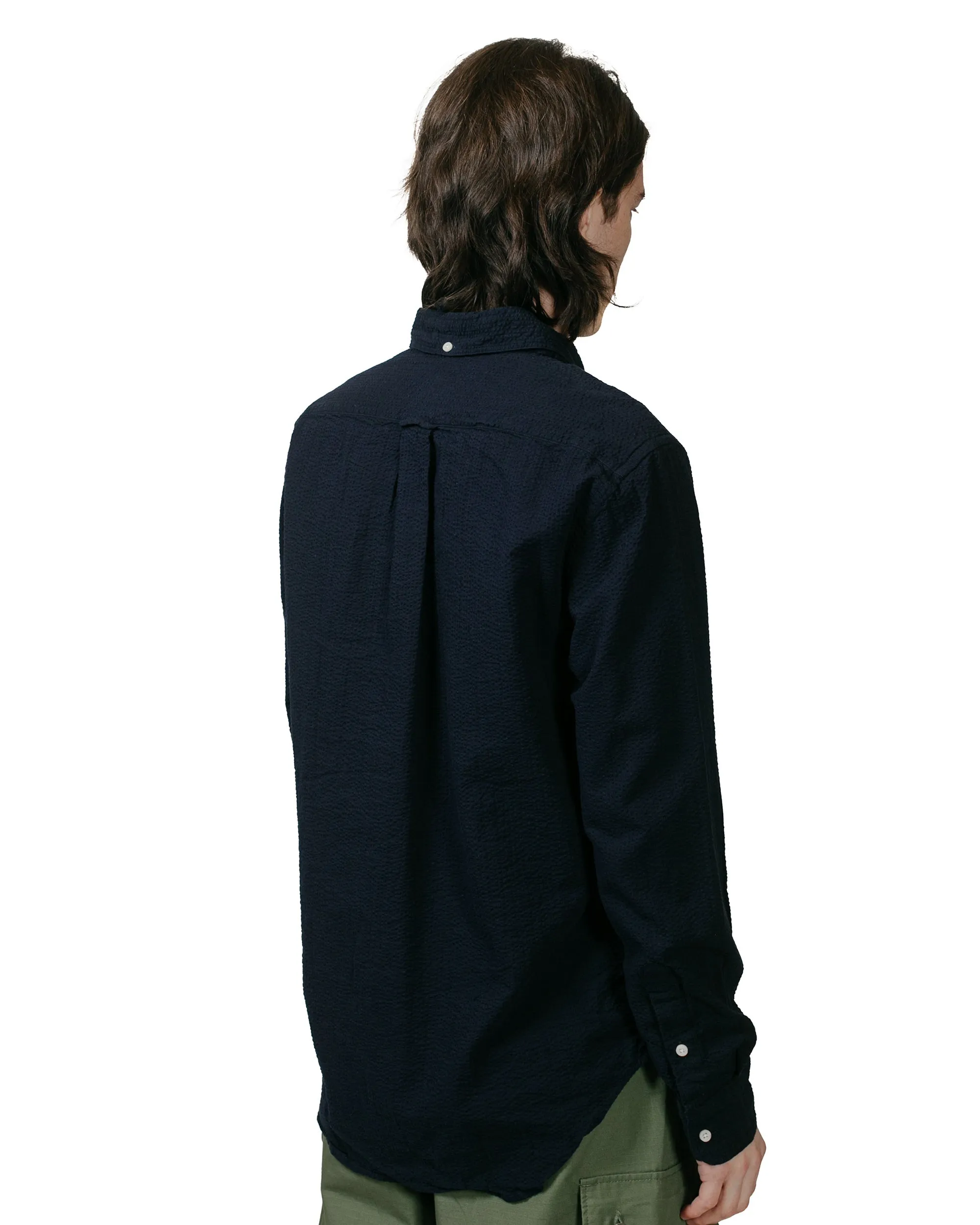 Gitman Vintage Bros. Navy Overdye Seersucker Shirt Graphic Art