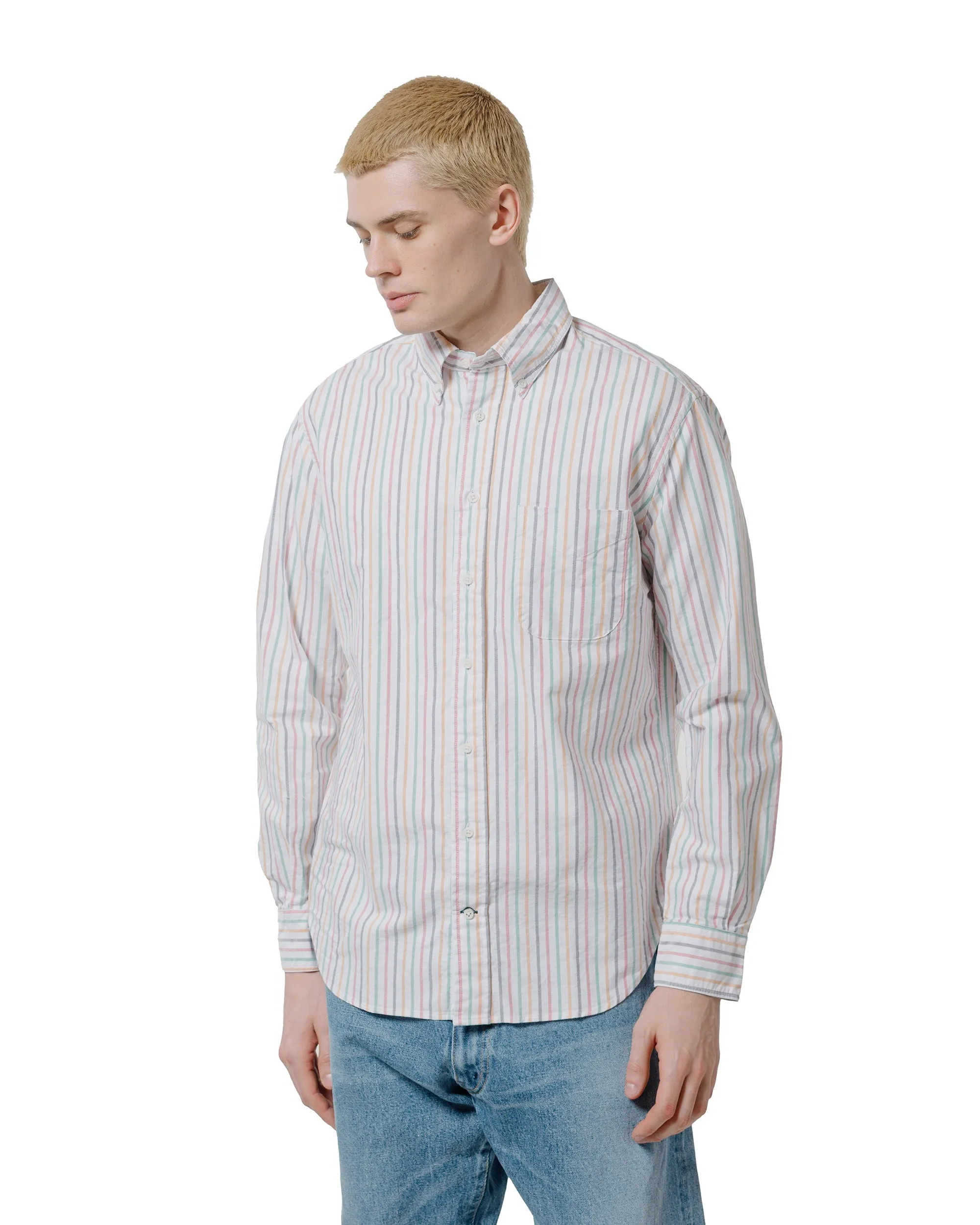 Gitman Vintage Bros. Rasta Stripe Oxford Long Sleeve Pure Cotton All Day Comfort Tech