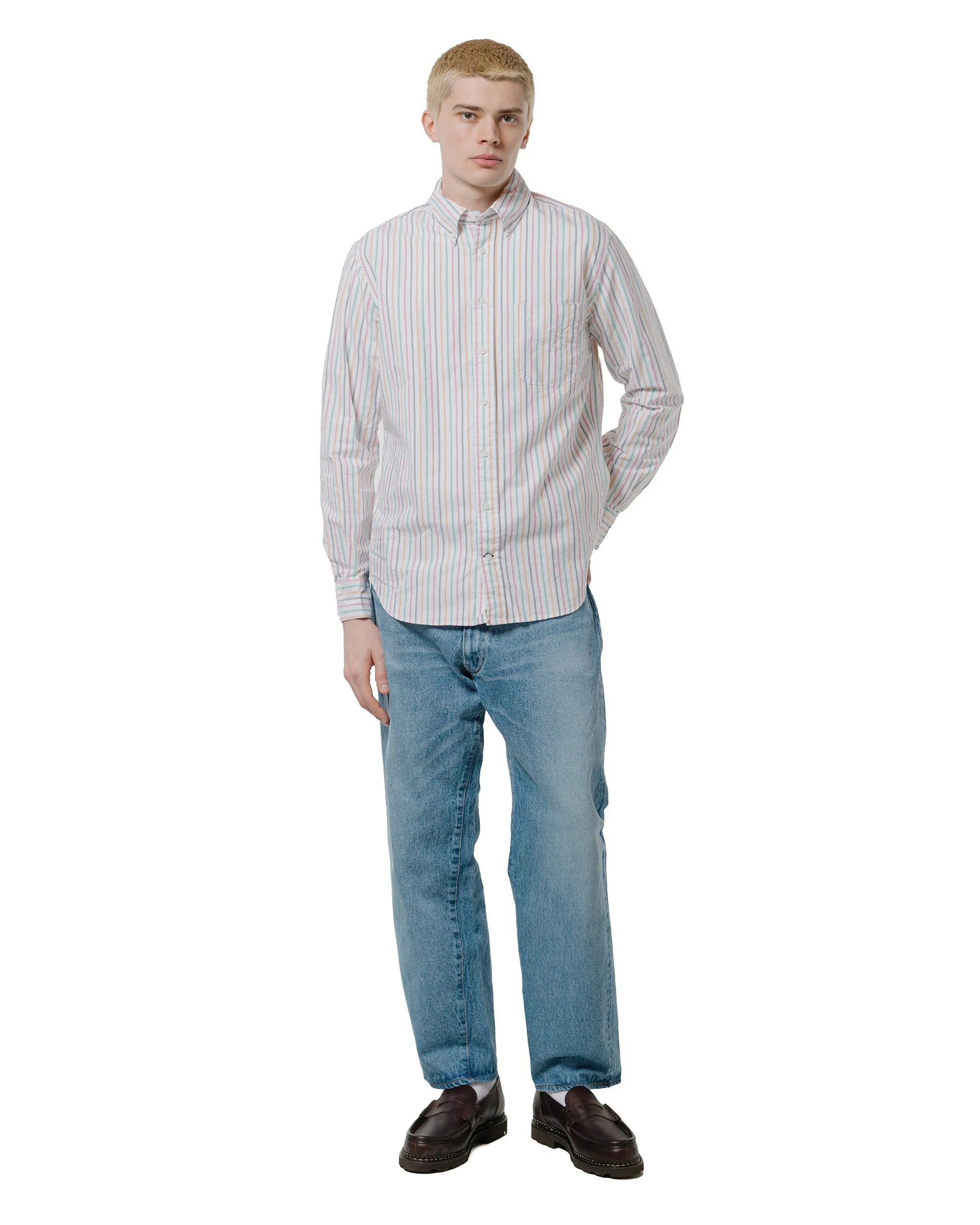 Gitman Vintage Bros. Rasta Stripe Oxford Long Sleeve Eco-Friendly Fabric