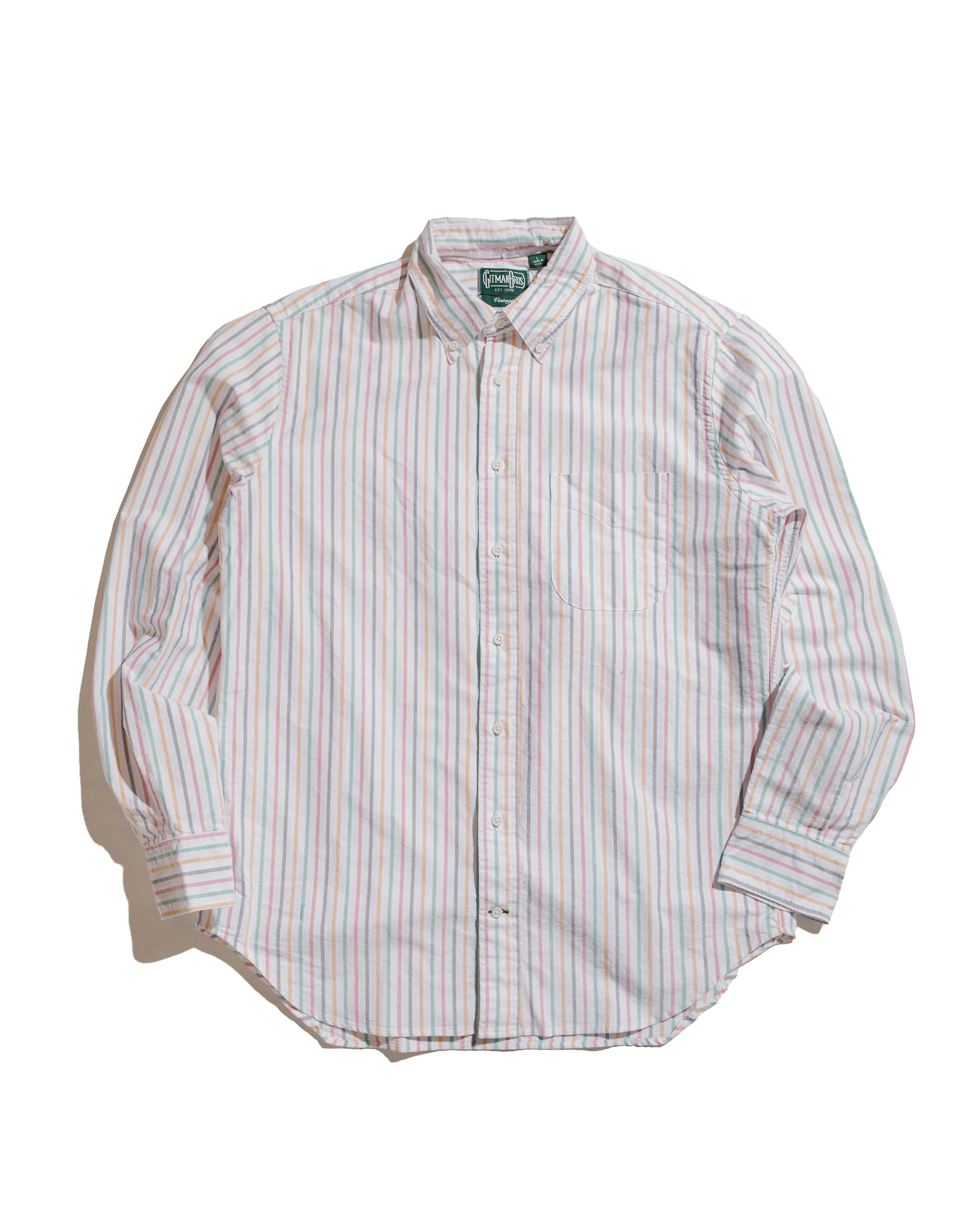 Gitman Vintage Bros. Rasta Stripe Oxford Long Sleeve No Chafe Edging