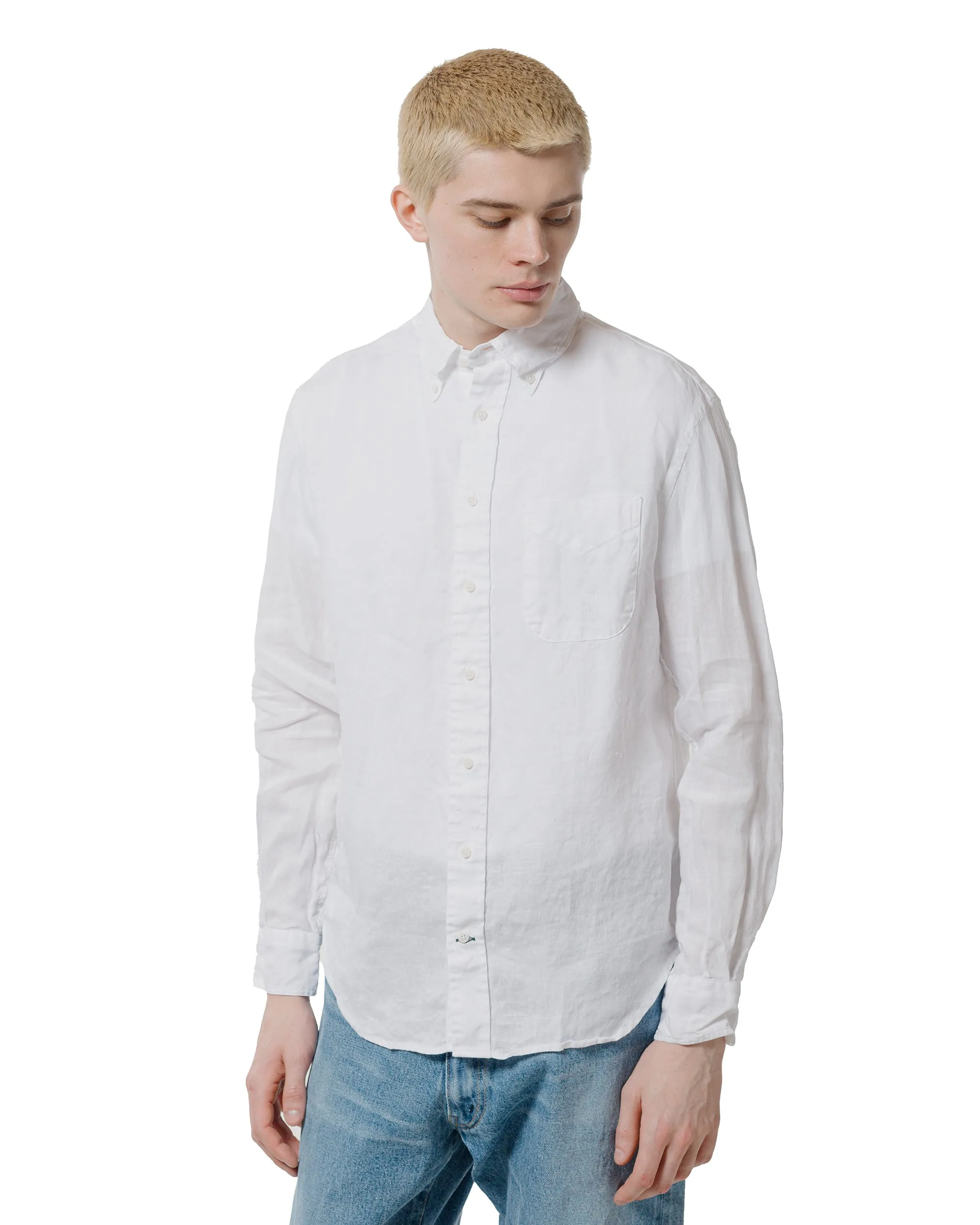 Weekend Style Gitman Vintage Bros. White Linen Long Sleeve Shirt
