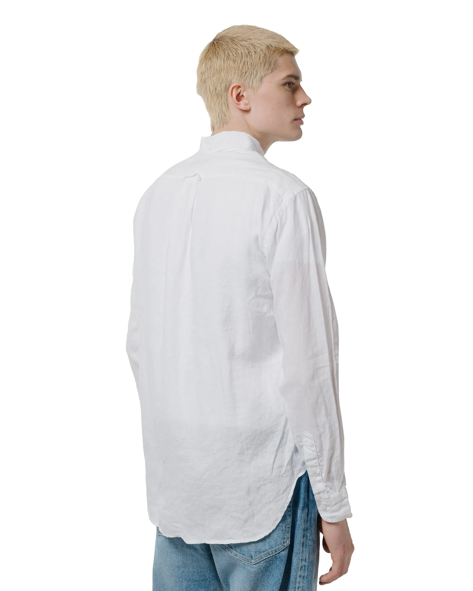 Gitman Vintage Bros. White Linen Long Sleeve Shirt Structured Collar Statement Piece