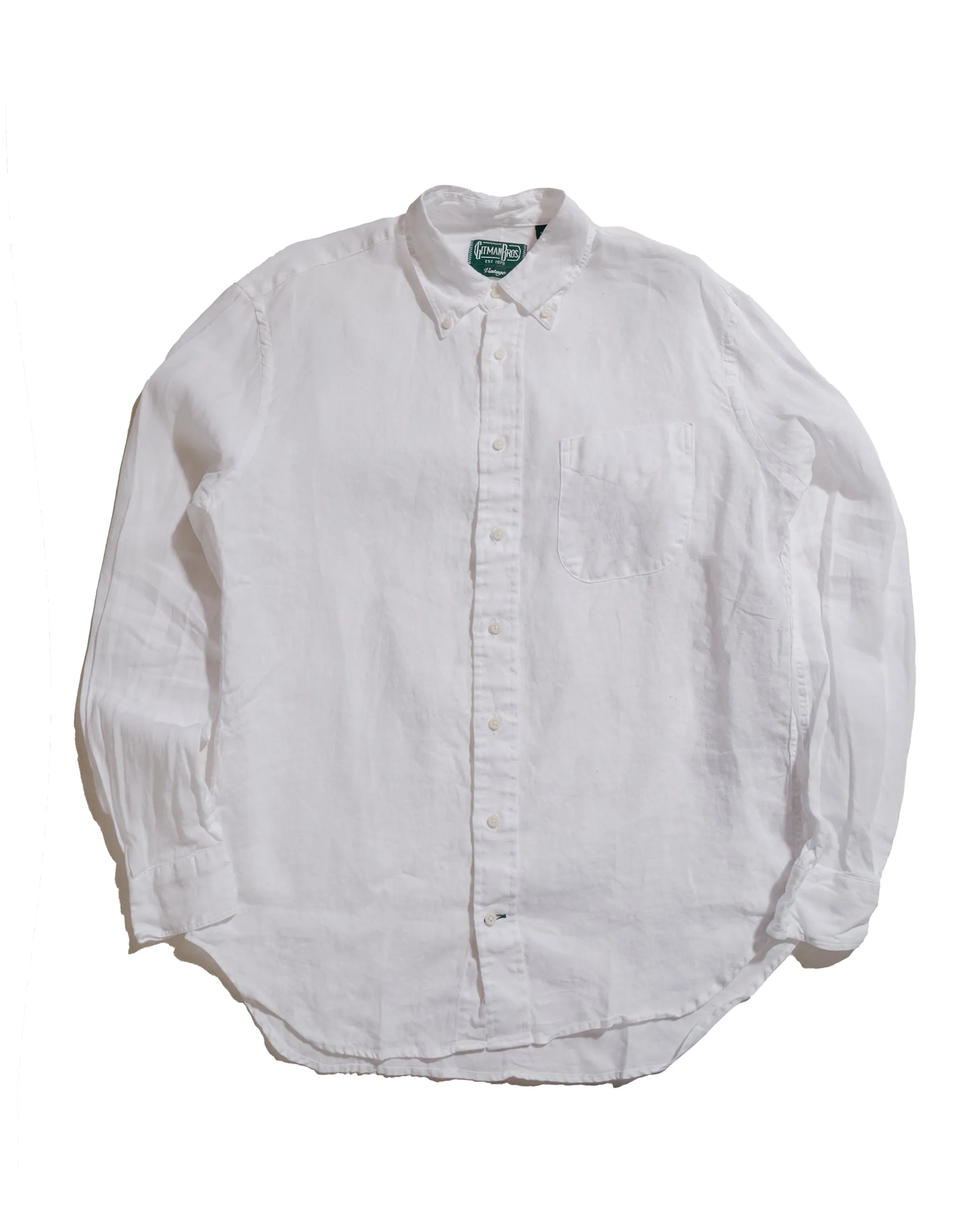 Ombre look Gitman Vintage Bros. White Linen Long Sleeve Shirt