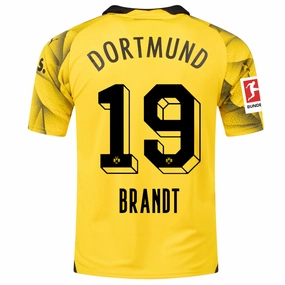 Functional Fit Puma Mens Borussia Dortmund Julian Brandt Third Jersey w/ Bundesliga Patch 23/24 (Cyber Yellow/Puma Black)