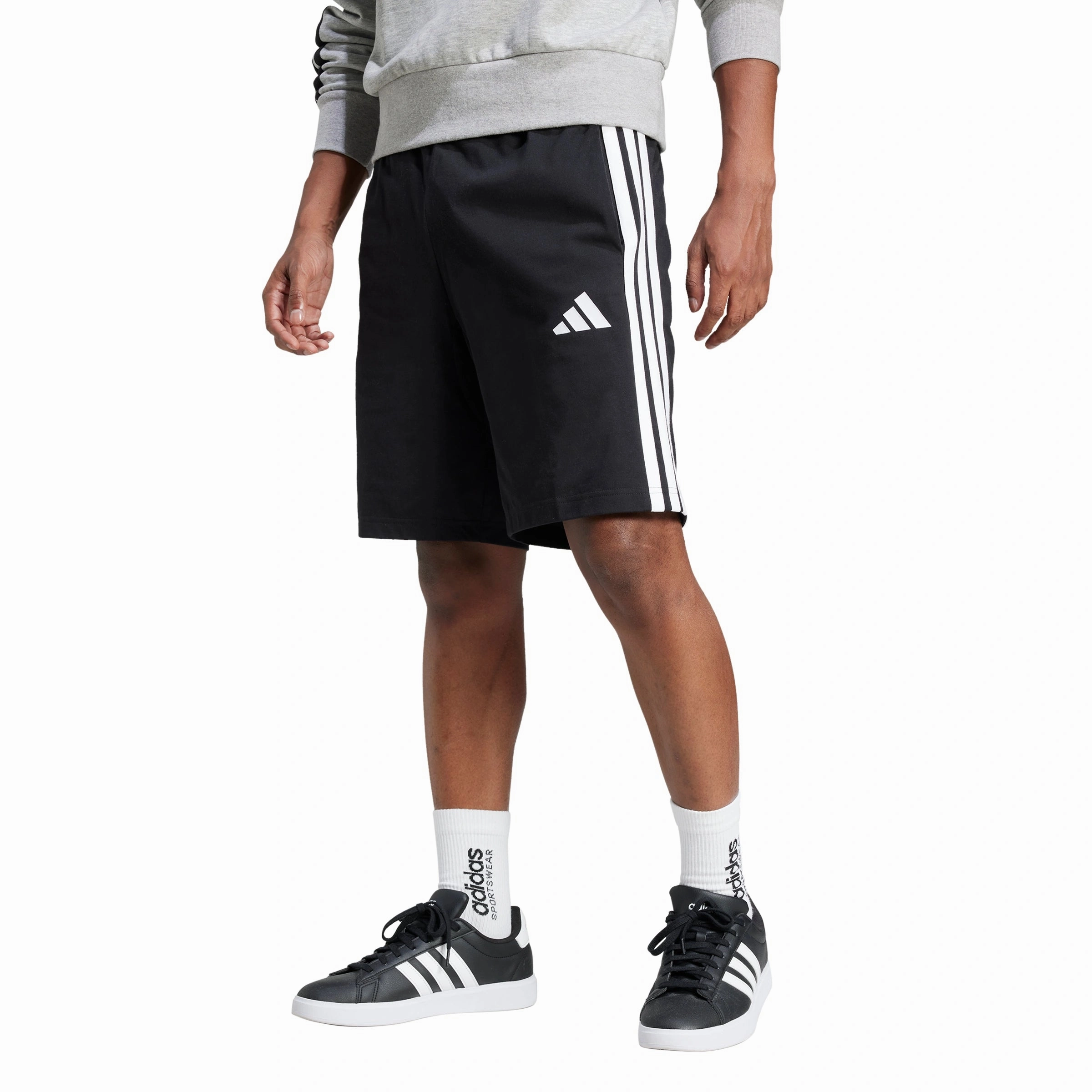 Essential 3-Stripes Single Jersey Shorts 10" Quick Release Closure Trendy Look