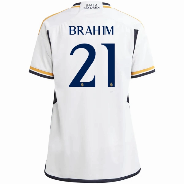 adidas Youth Real Madrid Brahim Diaz Home Jersey 23/24 (White) Fade Resistant Dyeing Flexible Design