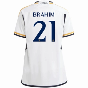 Breathable Base Training session adidas Youth Real Madrid Brahim Diaz Home Jersey 23/24 (White)