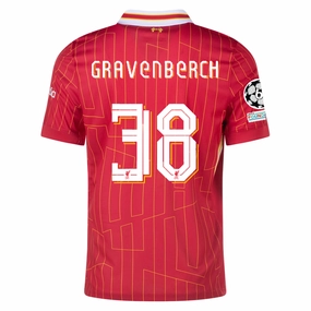 Workout Fit Nike Liverpool Ryan Gravenberch Home Jersey w/ Champions League Patches 24/25 (Gym Red/Chrome Yellow)