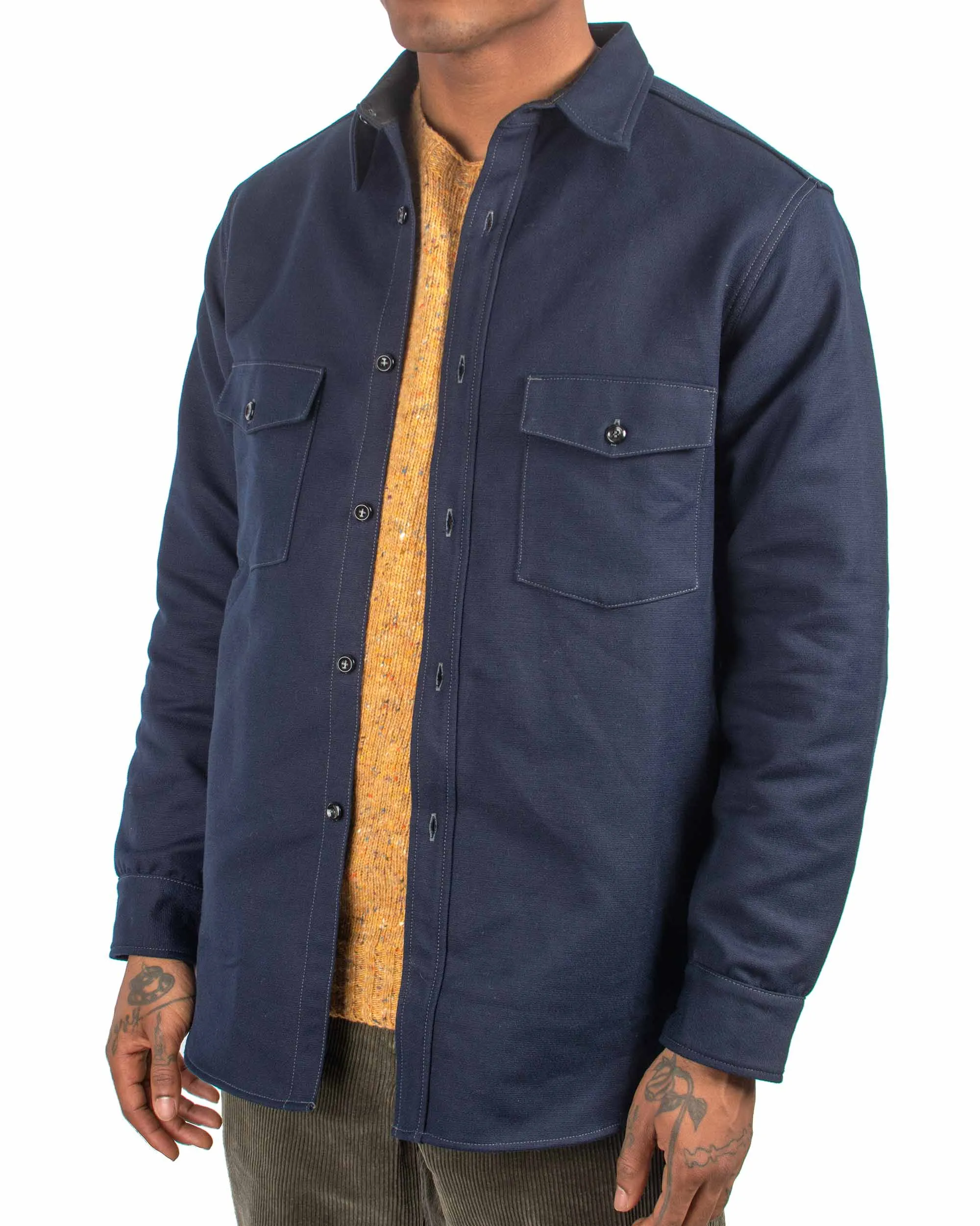 Party outfit Versatile Outfit The Real McCoy's MS21104 8HU Heavy Moleskin Shirt Navy