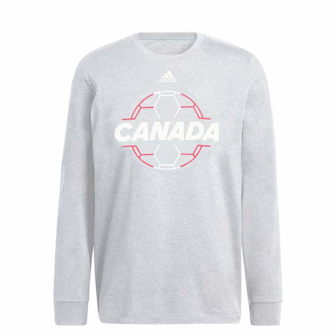 adidas - Men's Canada Soccer Long Sleeve Crew (GA4860) High Compression Support Double Layered Edge Reinforcement